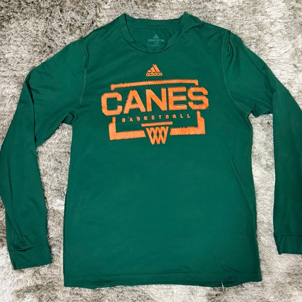 Adidas Green Tee with Orange Graphic